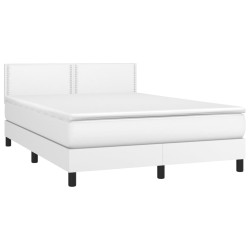 Boxspringbett mit Matratze & LED Weiß 140x200 cm Kunstleder