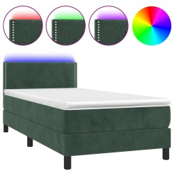 Boxspringbett mit Matratze & LED Dunkelgrün 80x200 cm Samt