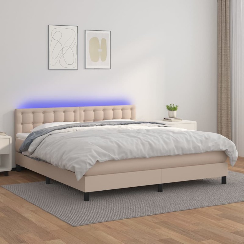 Boxspringbett mit Matratze & LED Cappuccino-Braun 160x200cm