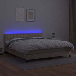 Boxspringbett mit Matratze & LED Cappuccino-Braun 160x200cm