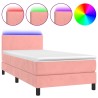 Boxspringbett mit Matratze & LED Rosa 90x190 cm Samt