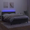 Boxspringbett mit Matratze & LED Dunkelgrau 140x190 cm Samt