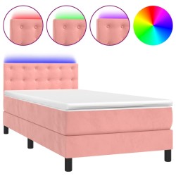 Boxspringbett mit Matratze & LED Rosa 90x190 cm Samt