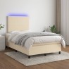 Boxspringbett mit Matratze & LED Creme 120x200 cm Stoff