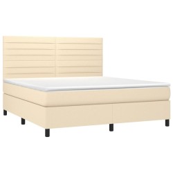 Boxspringbett mit Matratze & LED Creme 160x200 cm Stoff