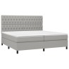 Boxspringbett mit Matratze & LED Hellgrau 200x200 cm Stoff