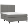 Boxspringbett mit Matratze & LED Dunkelgrau 140x200 cm Stoff