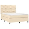 Boxspringbett mit Matratze & LED Creme 140x200 cm Stoff