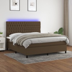 Boxspringbett mit Matratze & LED Dunkelbraun 180x200 cm Stoff