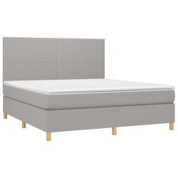 Boxspringbett mit Matratze & LED Hellgrau 180x200 cm Stoff