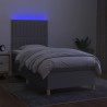 Boxspringbett mit Matratze & LED Hellgrau 90x190 cm Stoff