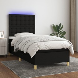 Boxspringbett mit Matratze & LED Schwarz 100x200 cm Stoff