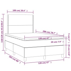 Boxspringbett mit Matratze & LED Cappuccino-Braun 120x200cm