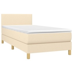 Boxspringbett mit Matratze & LED Creme 90x200 cm Stoff