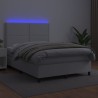 Boxspringbett mit Matratze & LED Weiß 140x200 cm Kunstleder