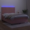 Boxspringbett mit Matratze & LED Rosa 140x200 cm Samt