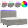 Boxspringbett mit Matratze & LED Hellgrau 180x200 cm Samt