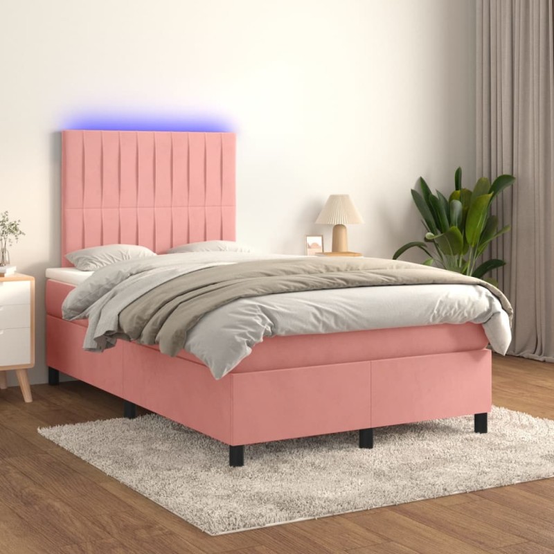 Boxspringbett mit Matratze & LED Rosa 120x200 cm Samt