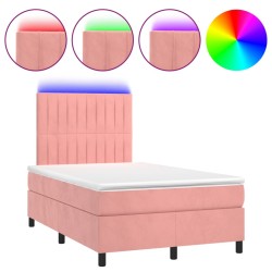 Boxspringbett mit Matratze & LED Rosa 120x200 cm Samt