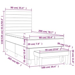 Boxspringbett mit Matratze Creme 90x200 cm Stoff