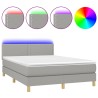 Boxspringbett mit Matratze & LED Hellgrau 140x190 cm Stoff