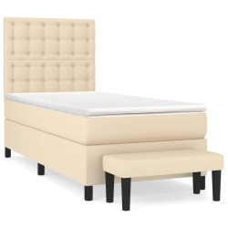 Boxspringbett mit Matratze Creme 100x200 cm Stoff