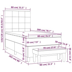 Boxspringbett mit Matratze Dunkelgrau 80x200 cm Stoff