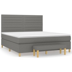 Boxspringbett mit Matratze Dunkelgrau 180x200 cm Stoff