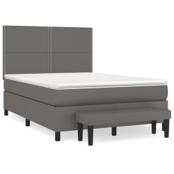 Boxspringbett mit Matratze Grau 140x200 cm Kunstleder