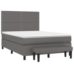 Boxspringbett mit Matratze Grau 140x200 cm Kunstleder