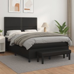 Boxspringbett mit Matratze Schwarz 140x190 cm Kunstleder