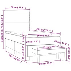 Boxspringbett mit Matratze Dunkelblau 80x200 cm Samt