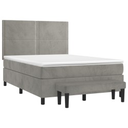 Boxspringbett mit Matratze Hellgrau 140x190 cm Samt