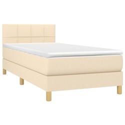 Boxspringbett mit Matratze & LED Creme 80x200 cm Stoff