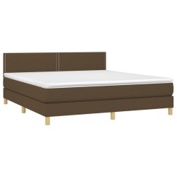 Boxspringbett mit Matratze & LED Dunkelbraun 160x200 cm Stoff