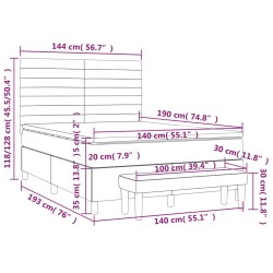 Boxspringbett mit Matratze Rosa 140x190 cm Samt