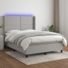 Boxspringbett mit Matratze & LED Hellgrau 140x190 cm Stoff