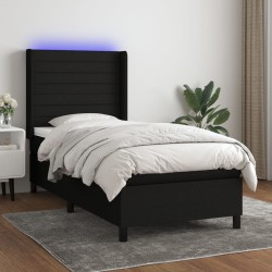 Boxspringbett mit Matratze & LED Schwarz 90x200 cm Stoff