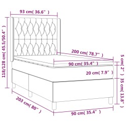 Boxspringbett mit Matratze & LED Dunkelgrau 90x200 cm Stoff