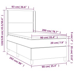 Boxspringbett mit Matratze & LED Blau 90x200 cm Stoff