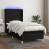 Boxspringbett mit Matratze & LED Schwarz 90x190 cm Stoff