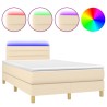 Boxspringbett mit Matratze & LED Creme 120x200 cm Stoff