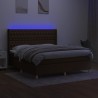 Boxspringbett mit Matratze & LED Dunkelbraun 180x200 cm Stoff