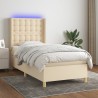 Boxspringbett mit Matratze & LED Creme 90x190 cm Stoff