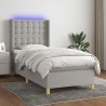 Boxspringbett mit Matratze & LED Hellgrau 90x190 cm Stoff