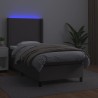 Boxspringbett mit Matratze & LED Grau 100x200 cm Kunstleder