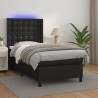 Boxspringbett mit Matratze & LED Schwarz 90x200 cm Kunstleder