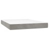 Boxspringbett mit Matratze & LED Hellgrau 140x190 cm Samt