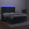 Boxspringbett mit Matratze & LED Dunkelgrün 140x200 cm Samt