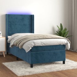 Boxspringbett mit Matratze & LED Dunkelblau 100x200 cm Samt